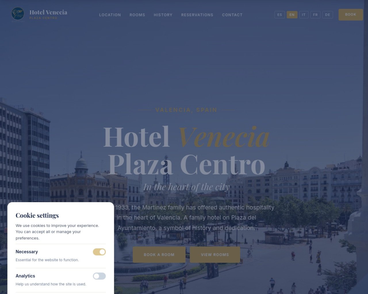 Web del Hotel Venecia Plaza Centro — diseño web hotelero en Valencia